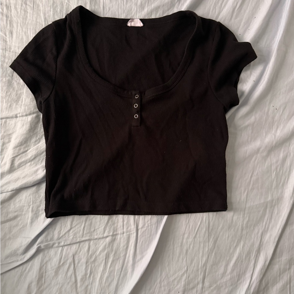 Cotton On Black Ribbed Crop Top